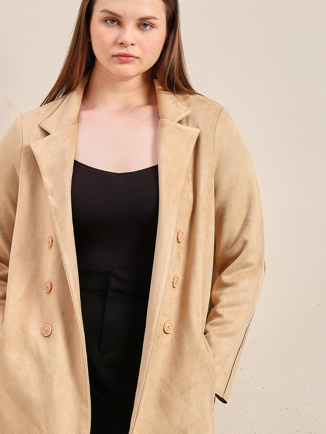 CURVE Brown Suede Overcoat