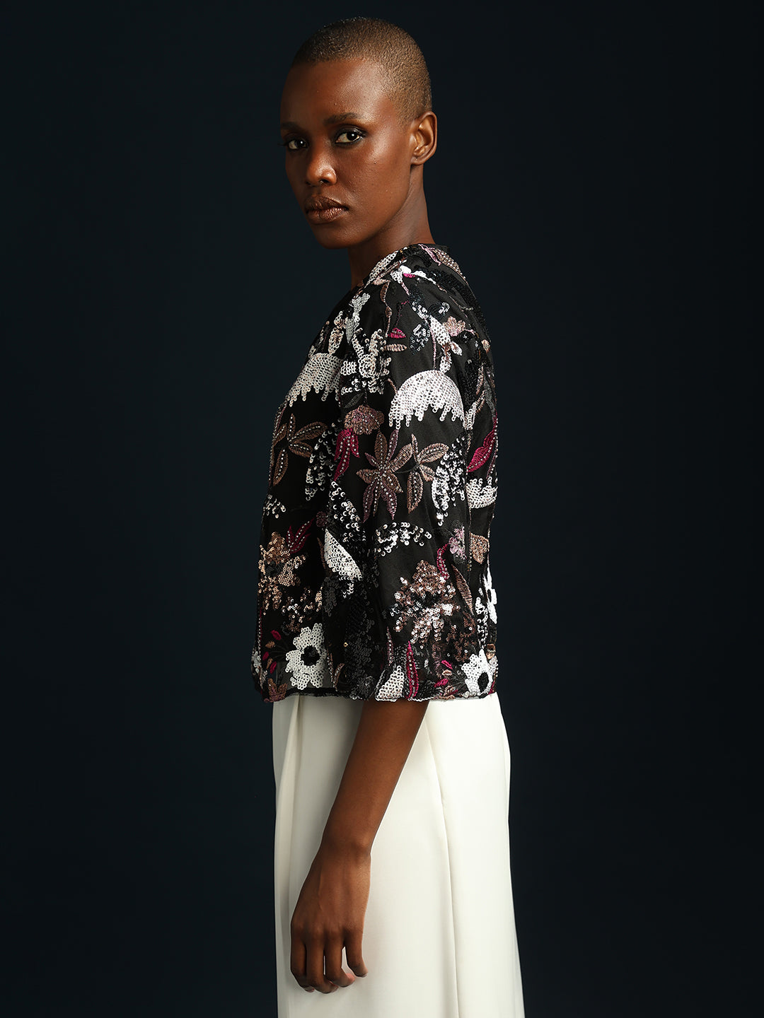 Marquee Floral Sequined Top