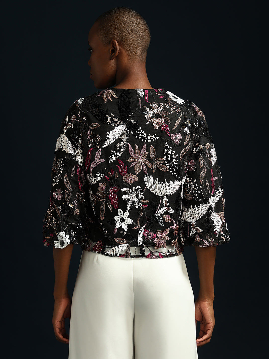 Marquee Floral Sequined Top