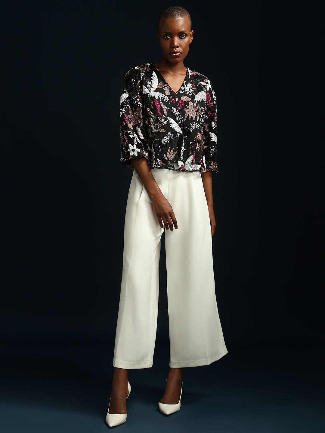 Marquee Floral Sequined Top