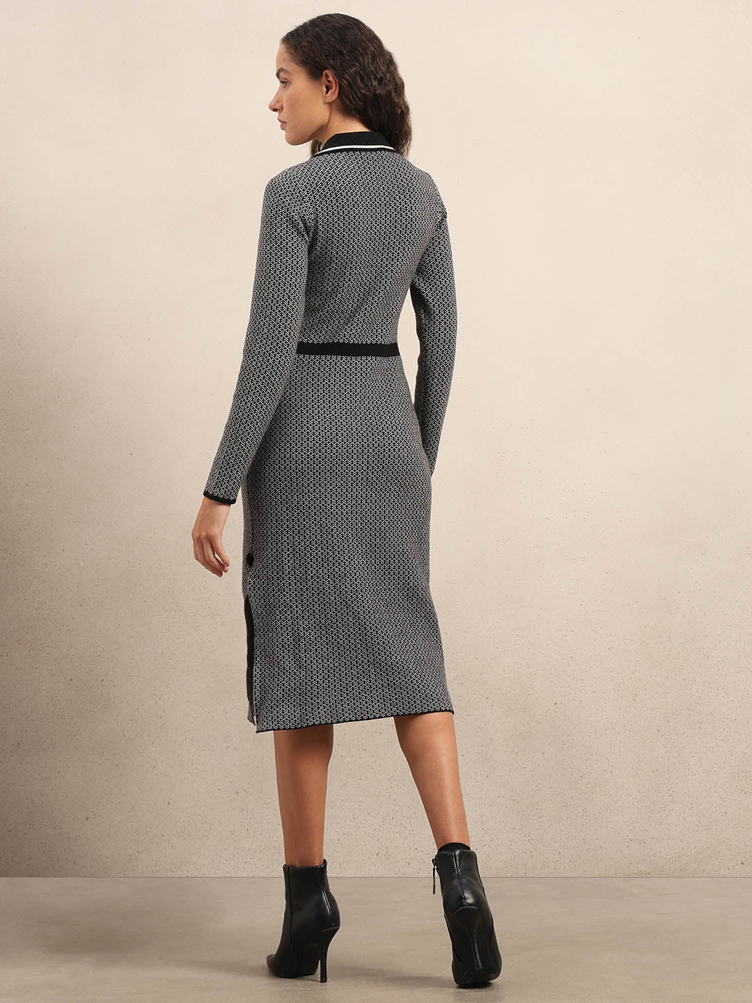Grey Knitted Midi Dress