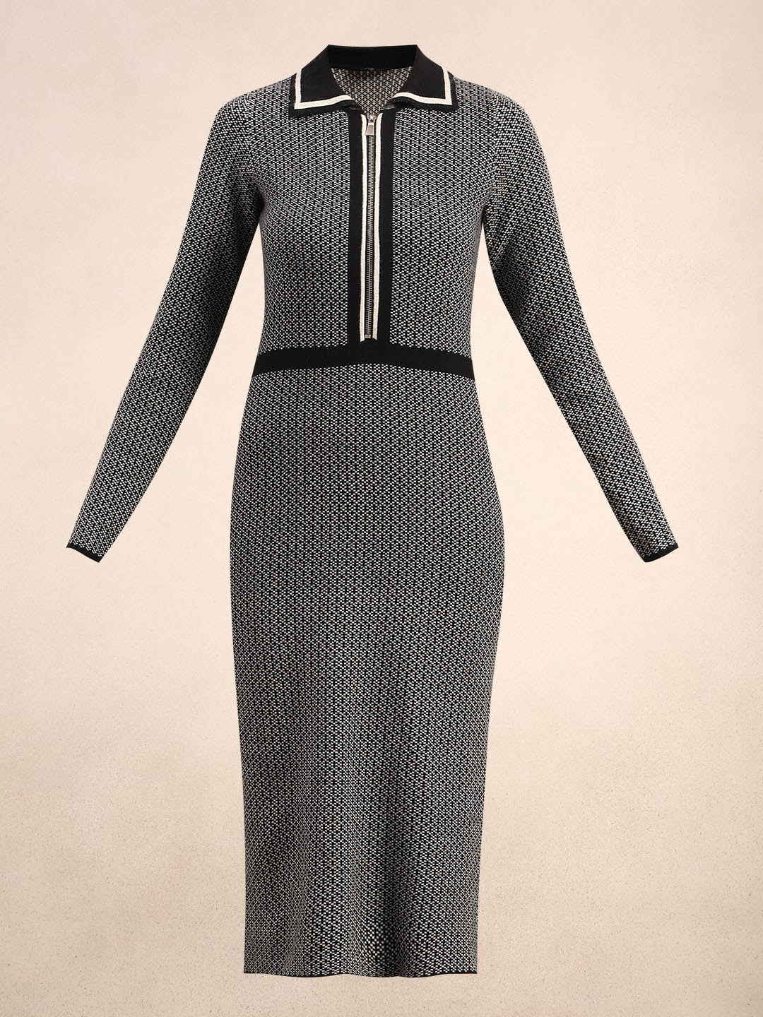 Grey Knitted Midi Dress