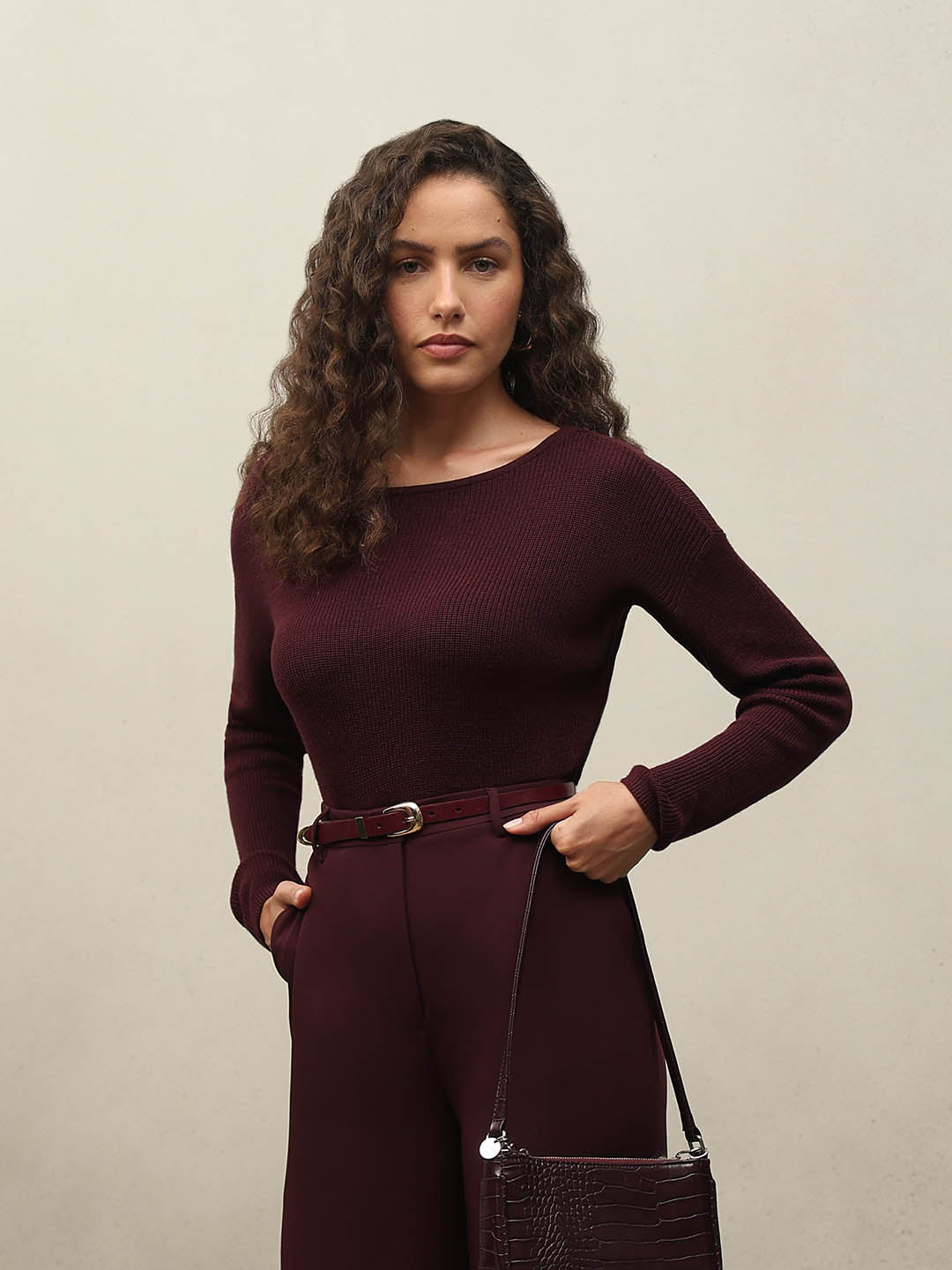 Burgundy Fine Knit Sweater