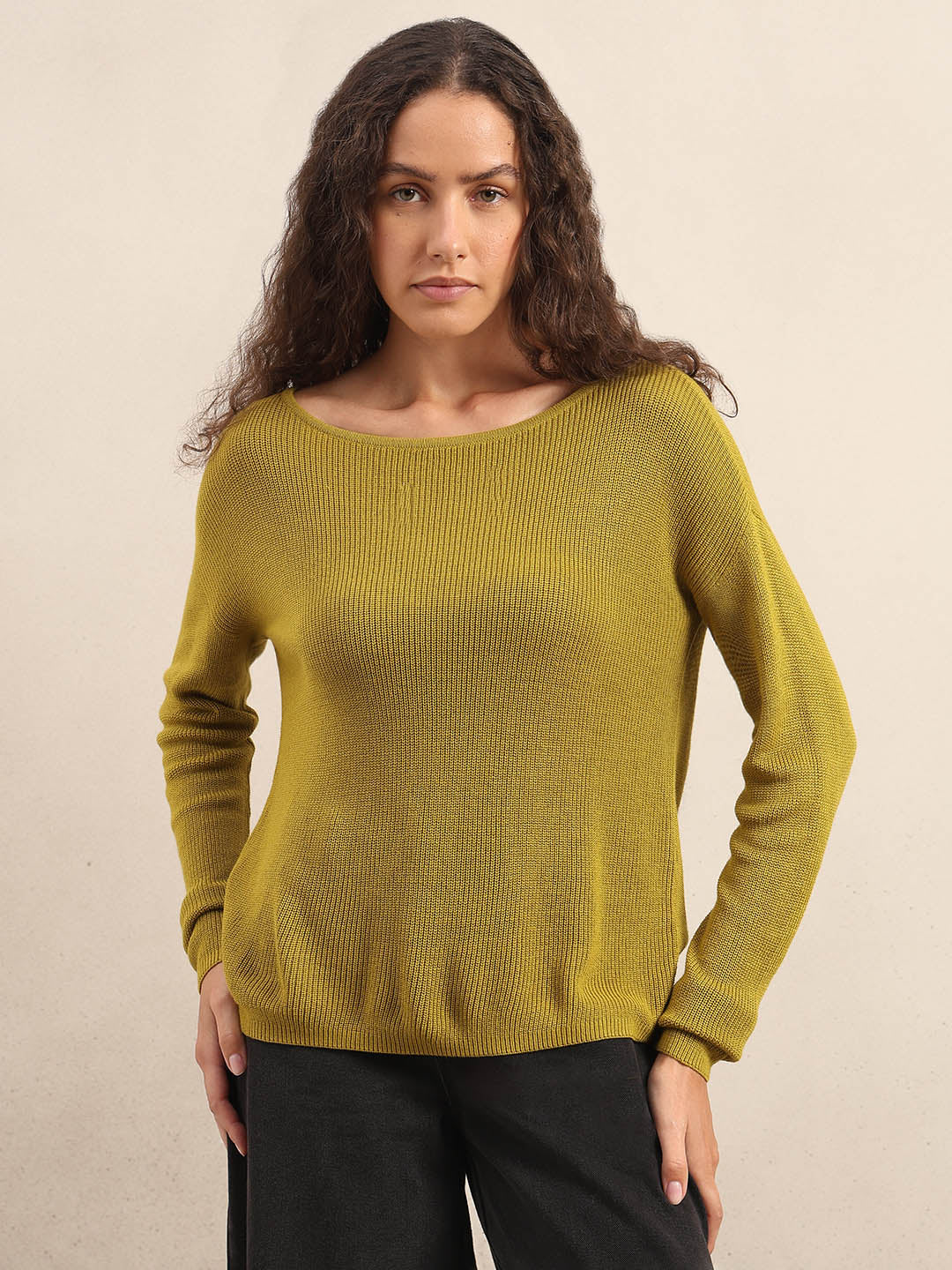 Green Fine Knit Sweater