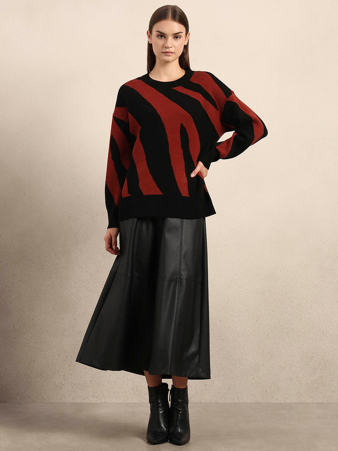 Red & Black Zebra Print Sweater