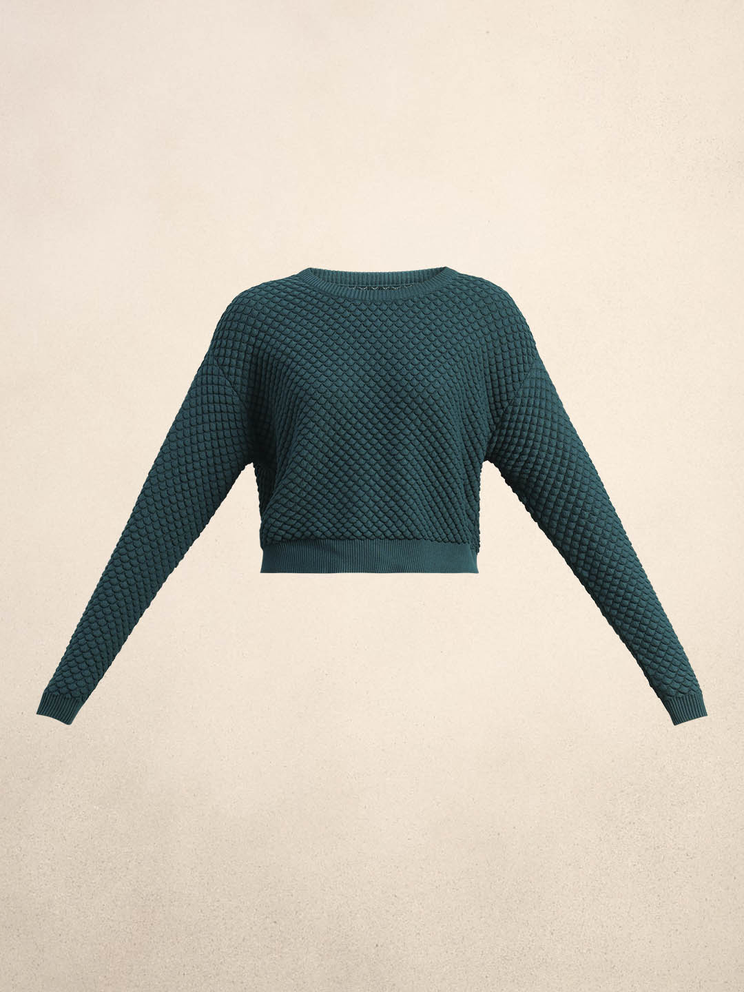 Teal Textured Knit Pullover