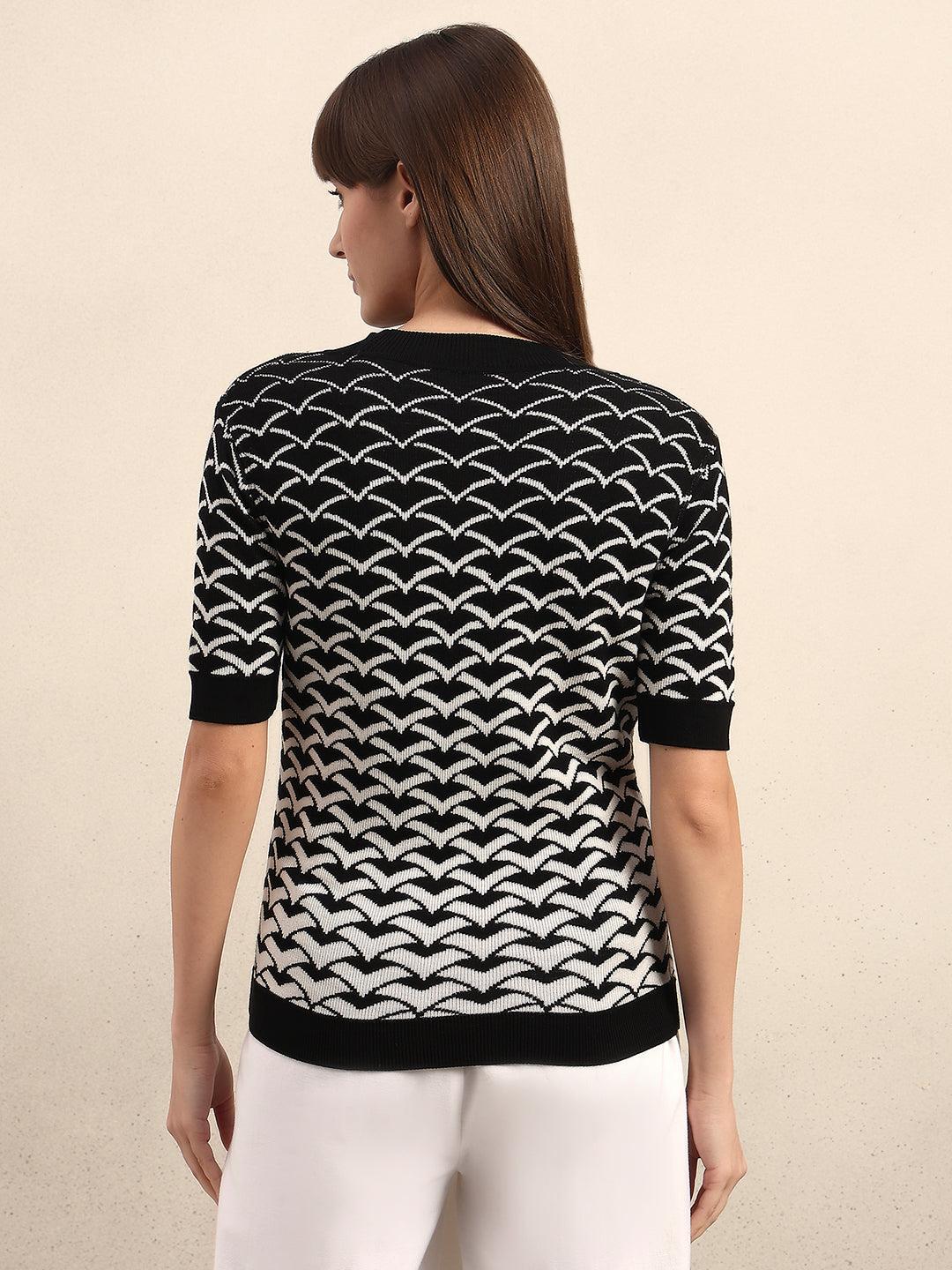 Black Reversible Printed Knit Top