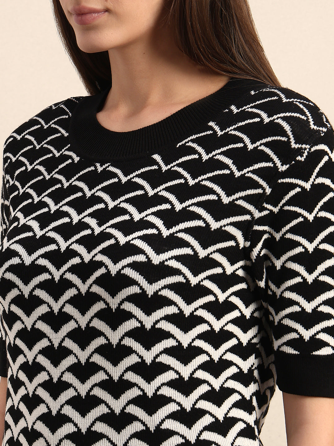 Black Reversible Printed Knit Top