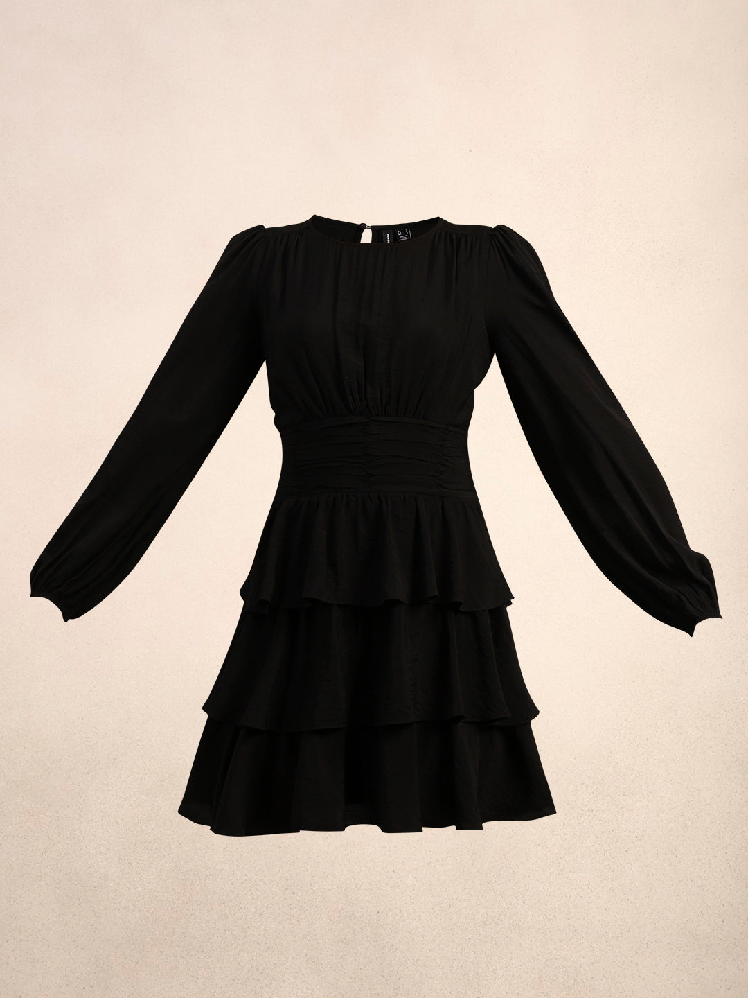 Puff Sleeves O-Neck Mini Dress