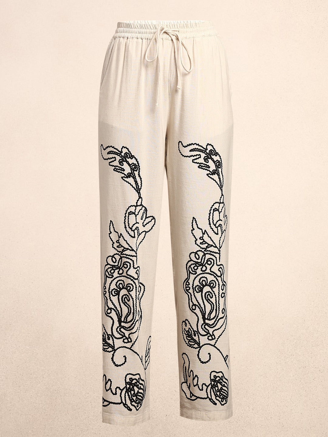 Black Cording High Rise Pants