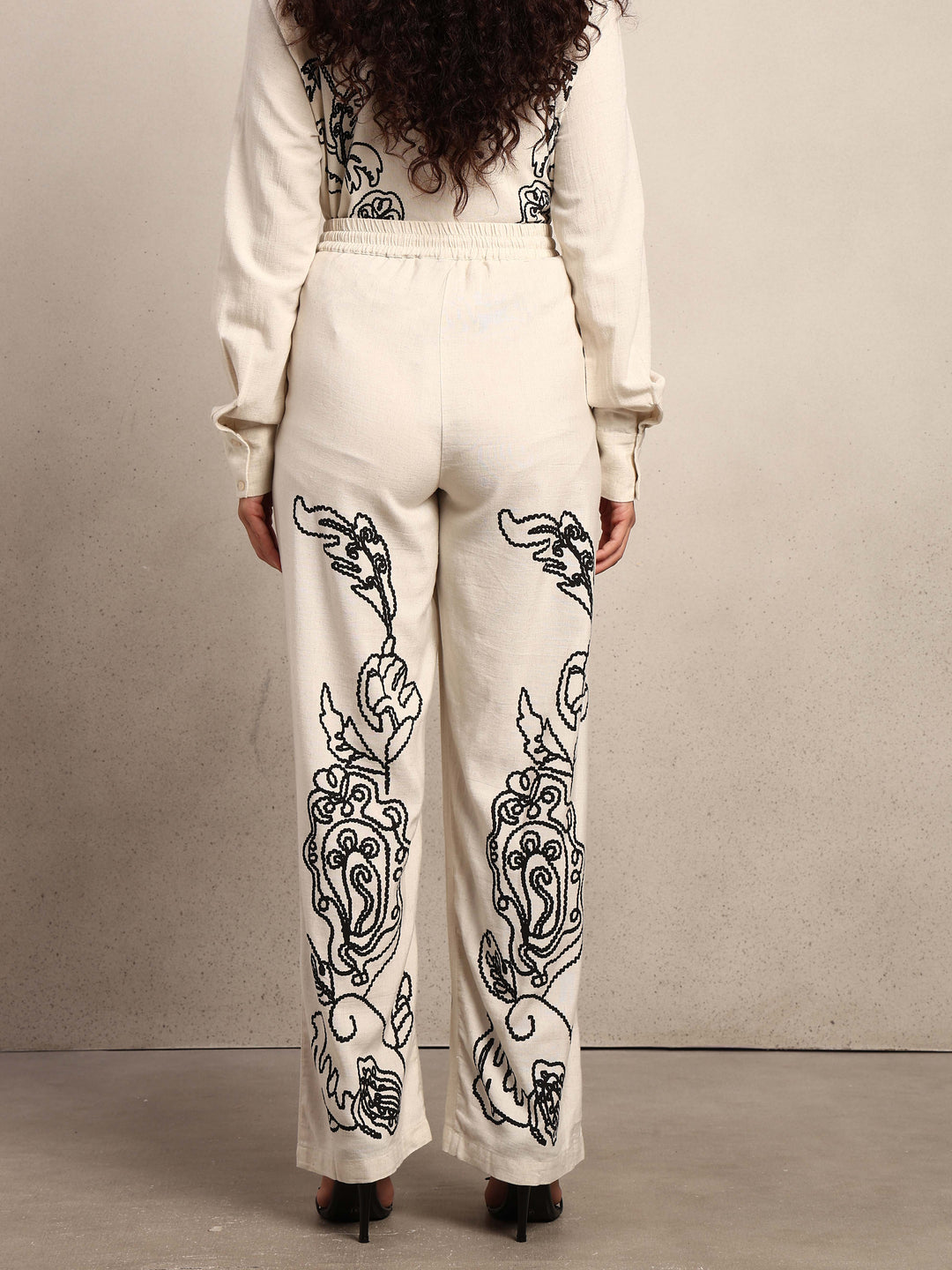 Black Cording High Rise Pants