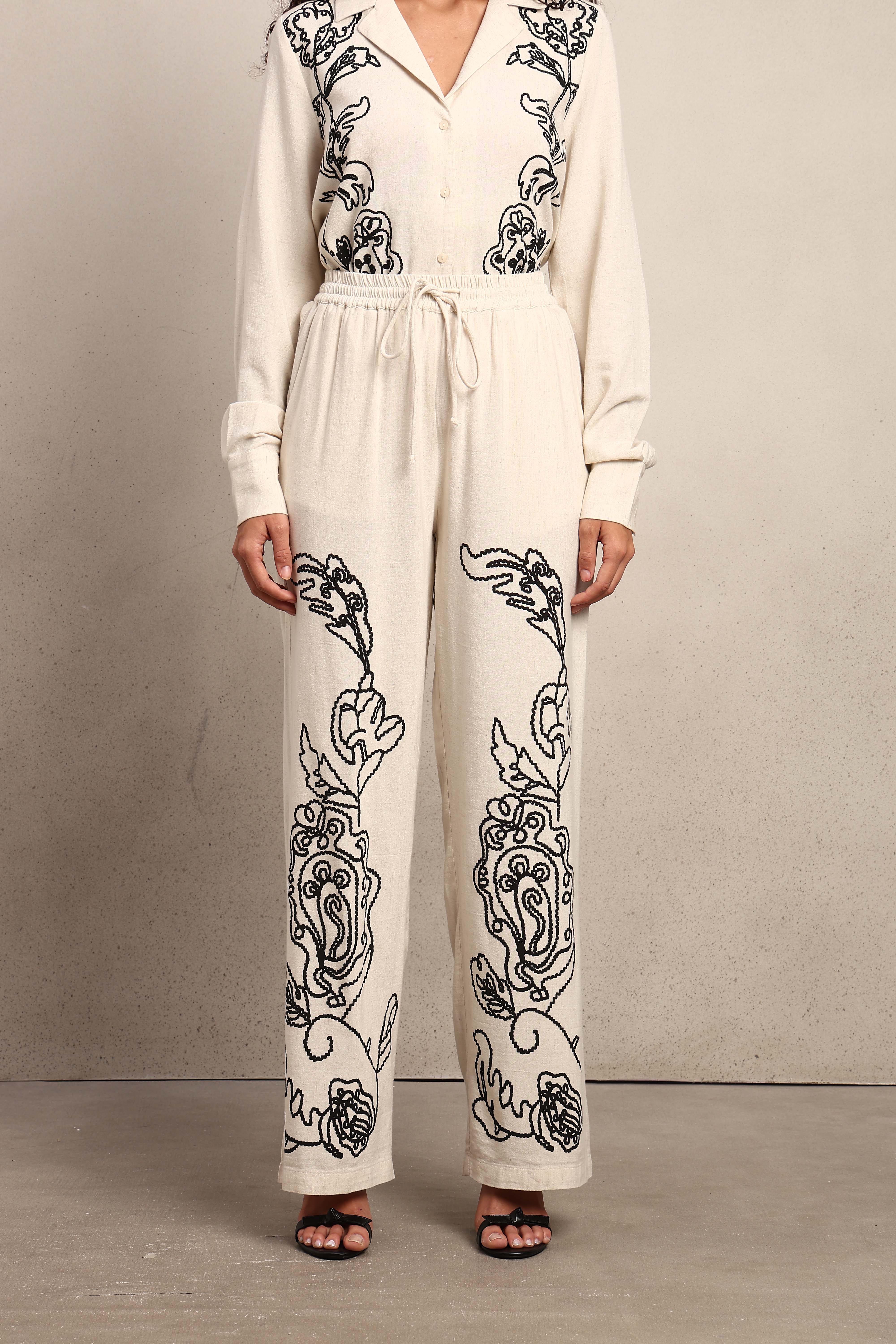 Black Cording High Rise Pants