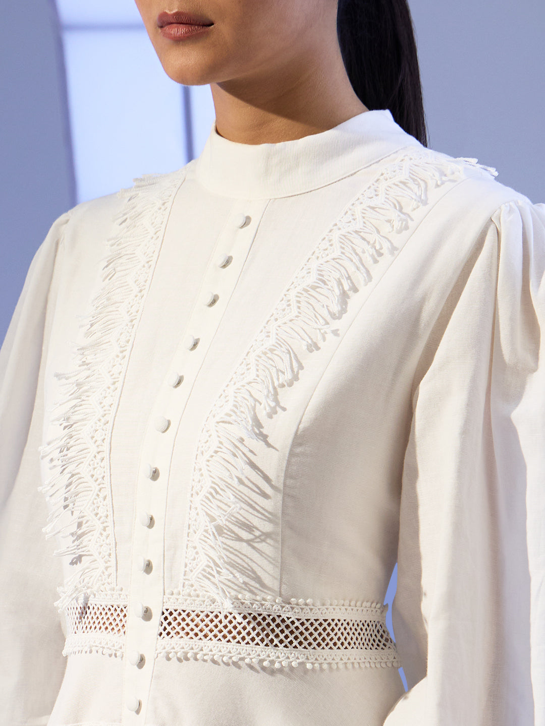 EDIT White Boho Tiered Mini Dress