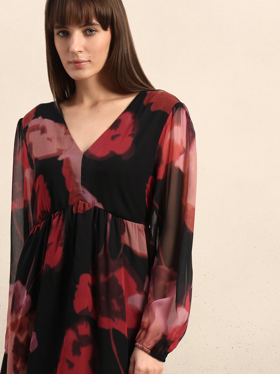 Floral V-Neck Midi Dress