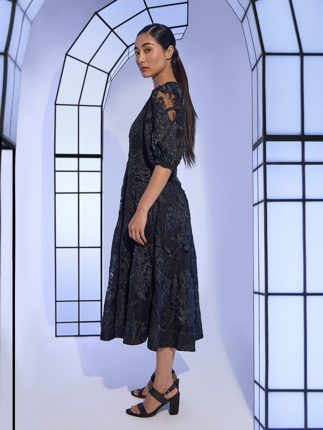 Black Lace Midaxi Dress