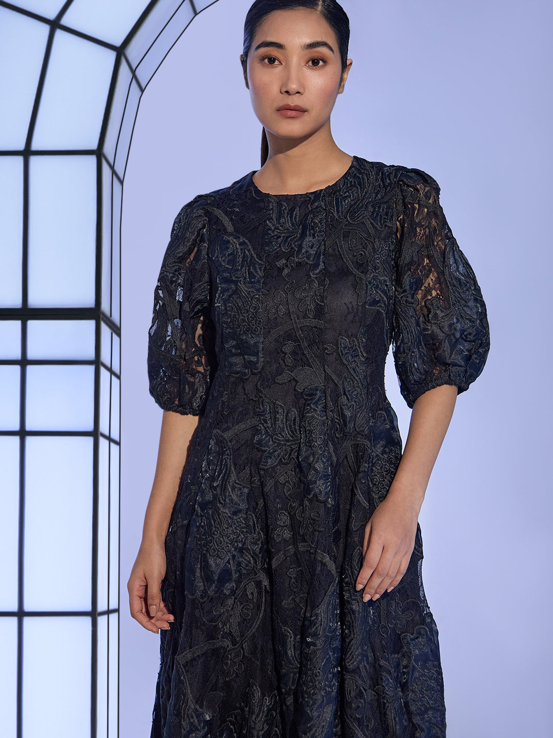 Black Lace Midaxi Dress