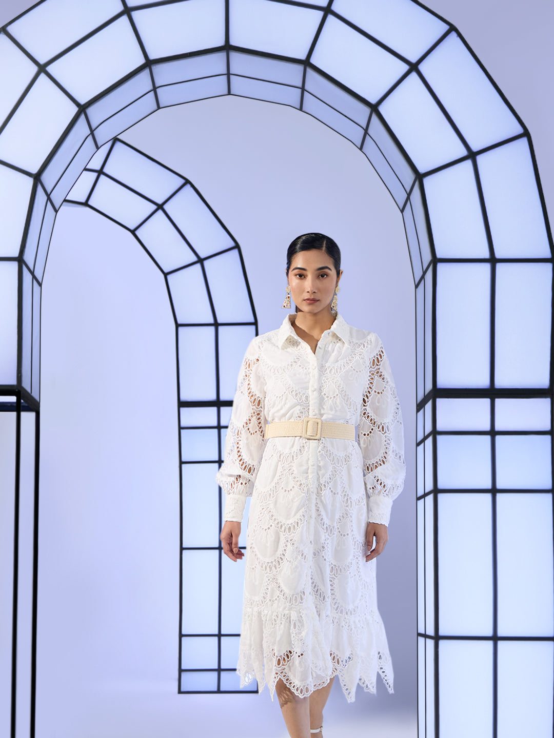 EDIT Lace Belted Dress