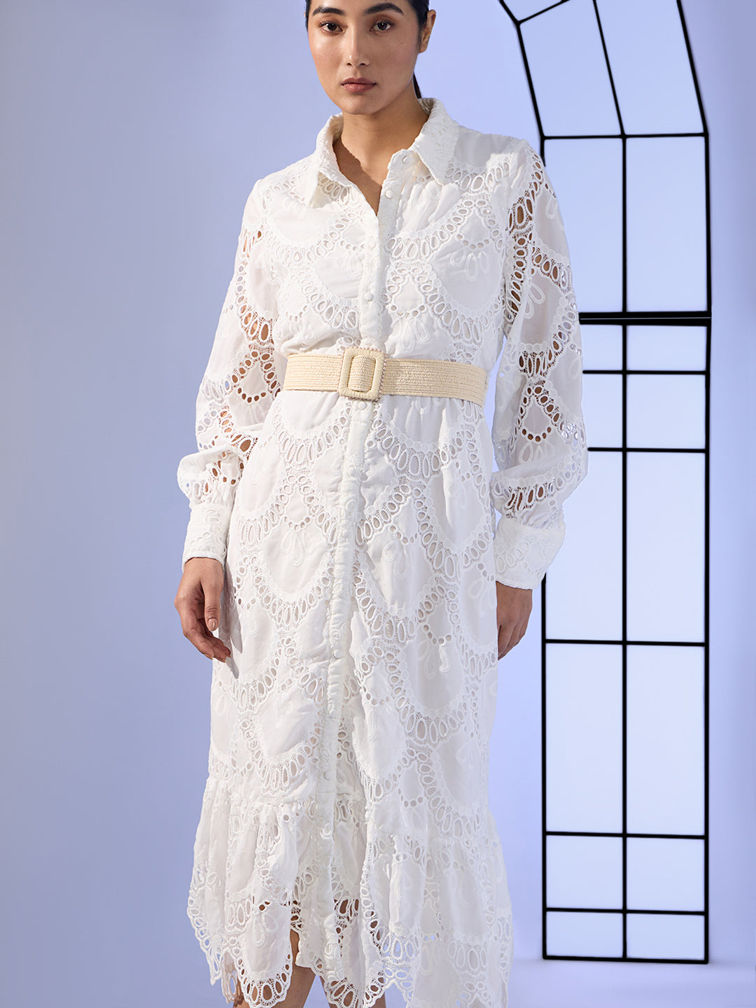 EDIT Lace Belted Dress