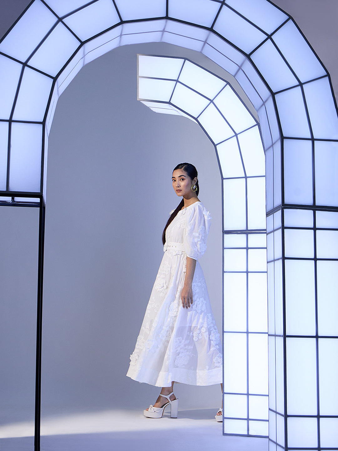 EDIT Embroidered Belted Dress