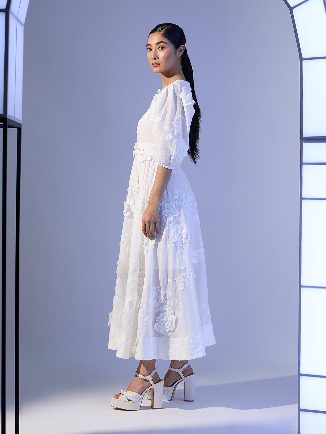 EDIT Embroidered Belted Dress