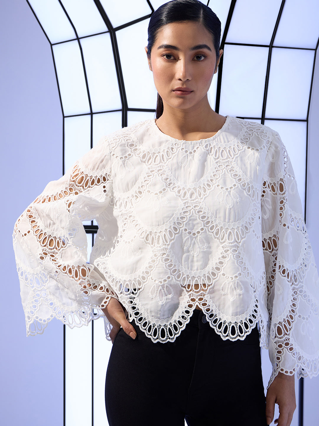 EDIT Cut-Work Embroidery Top