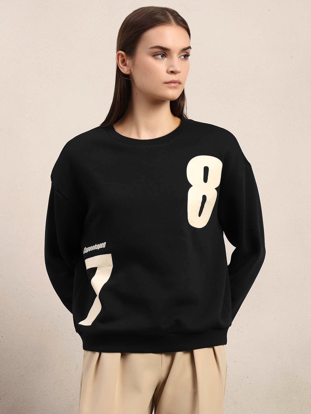 Black Printed Sweatshirt