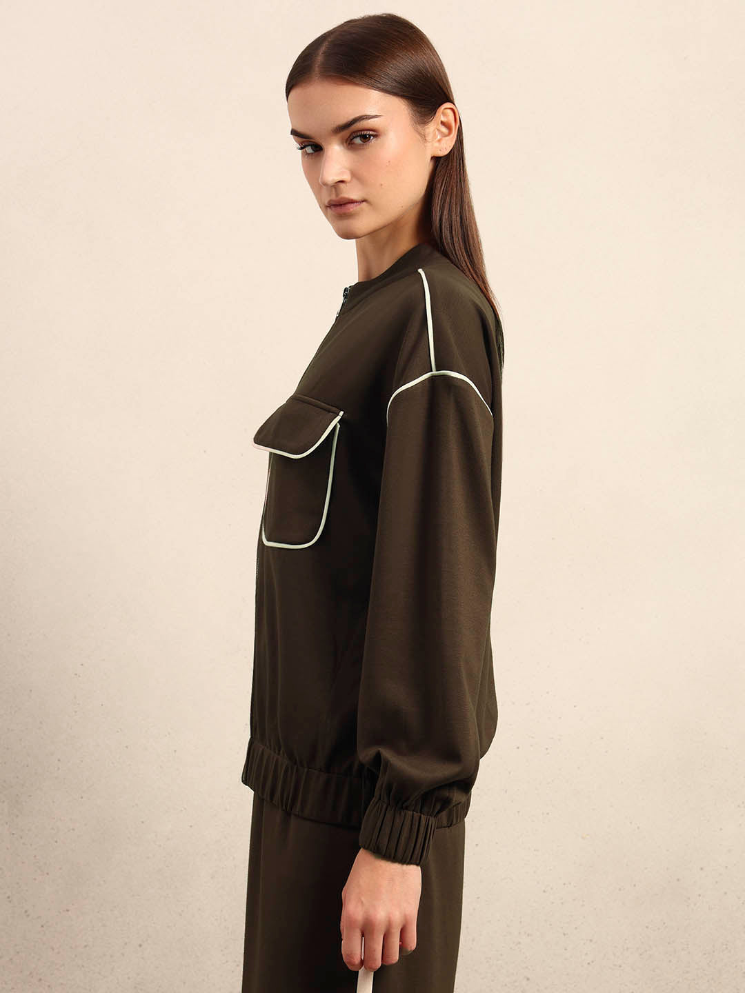 Dark Brown Zip-Up Jacket