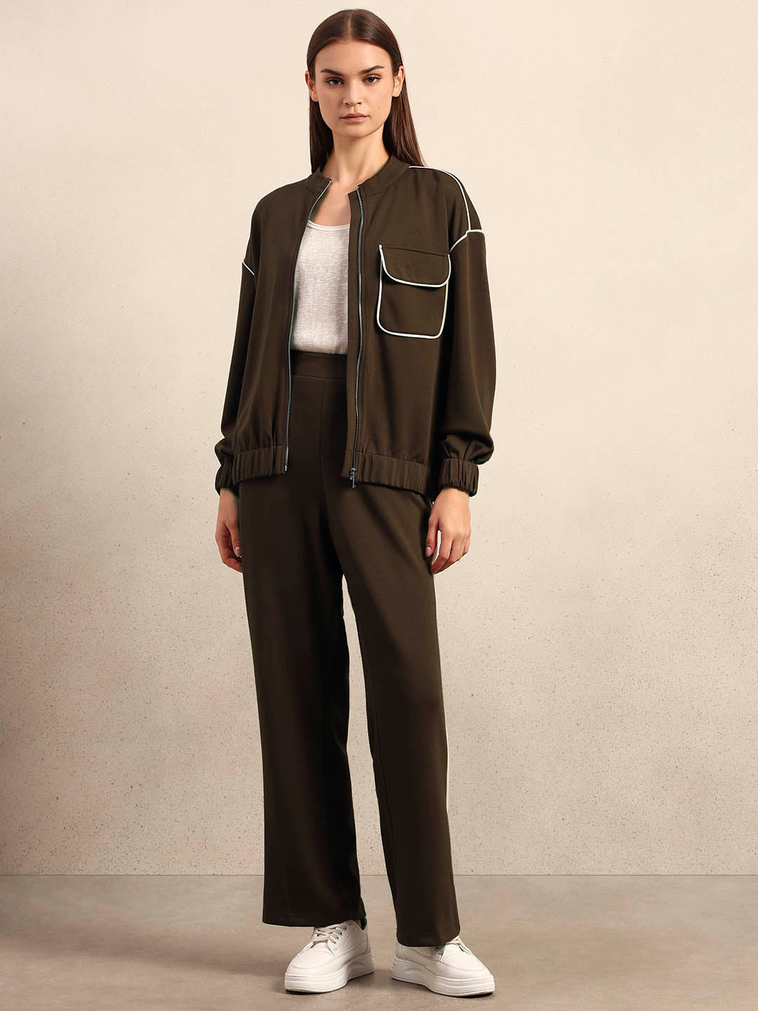 Dark Brown Zip-Up Jacket