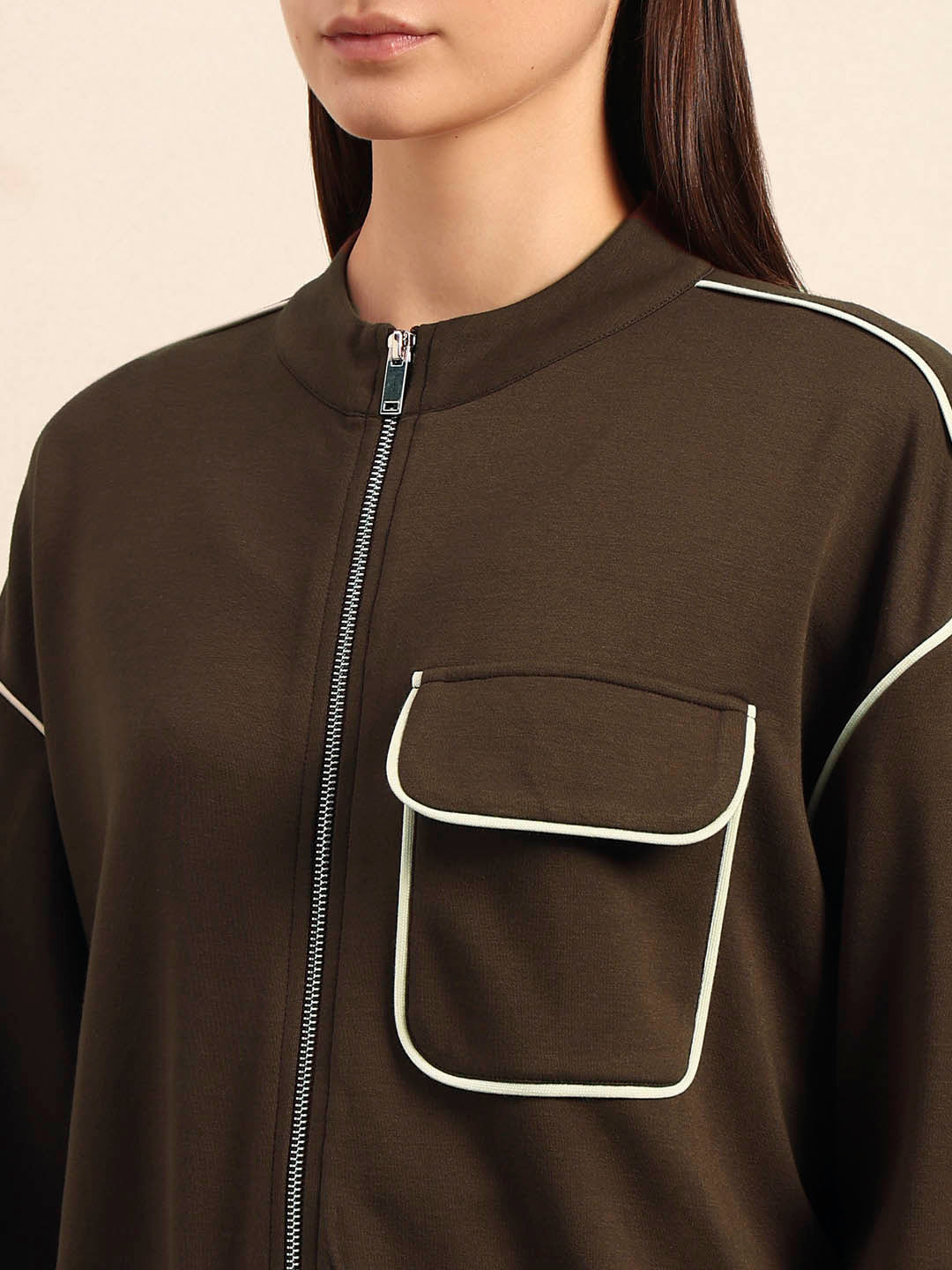 Dark Brown Zip-Up Jacket