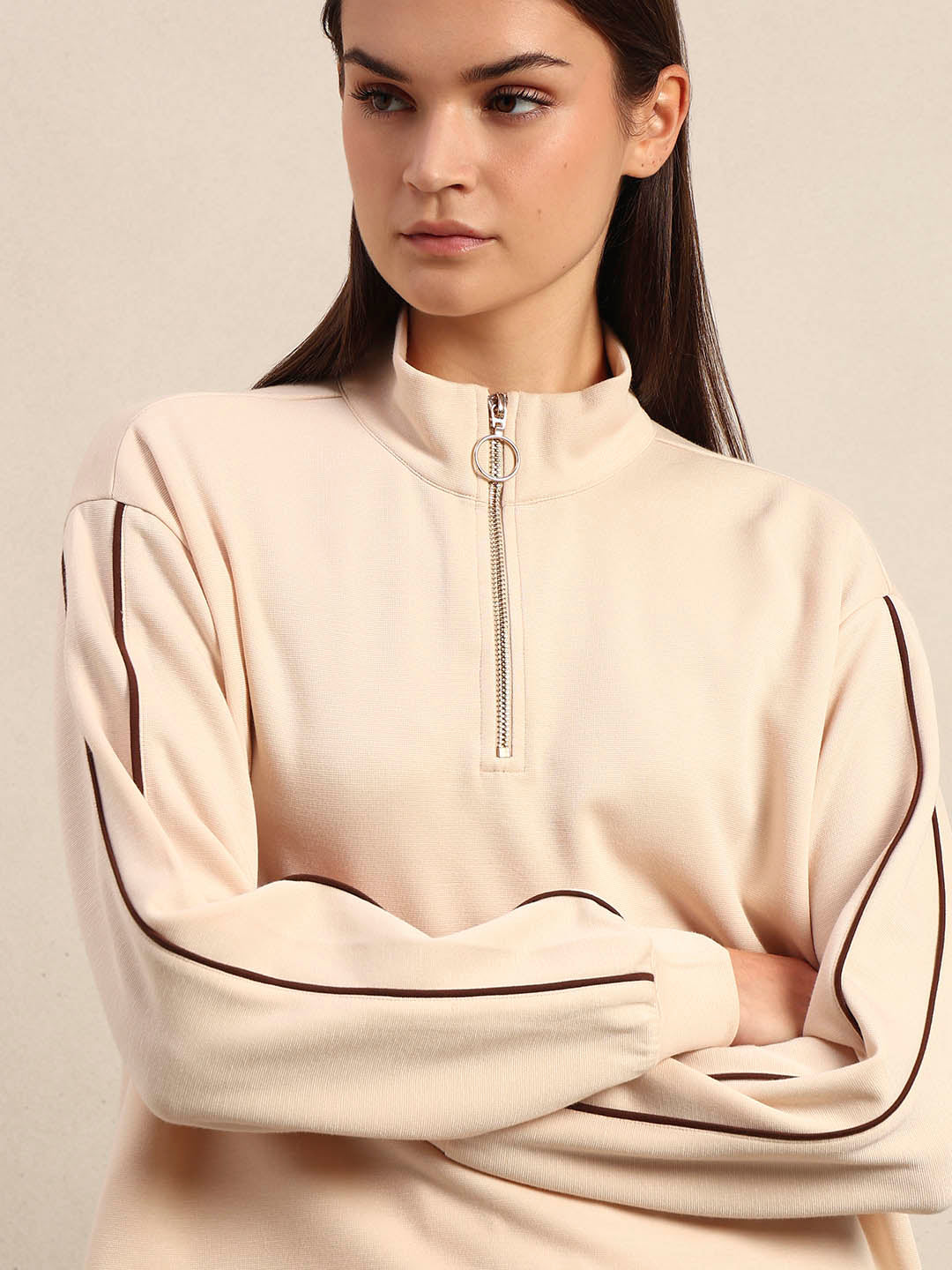 Quarter-Zip Mock Neck Sweatshirt