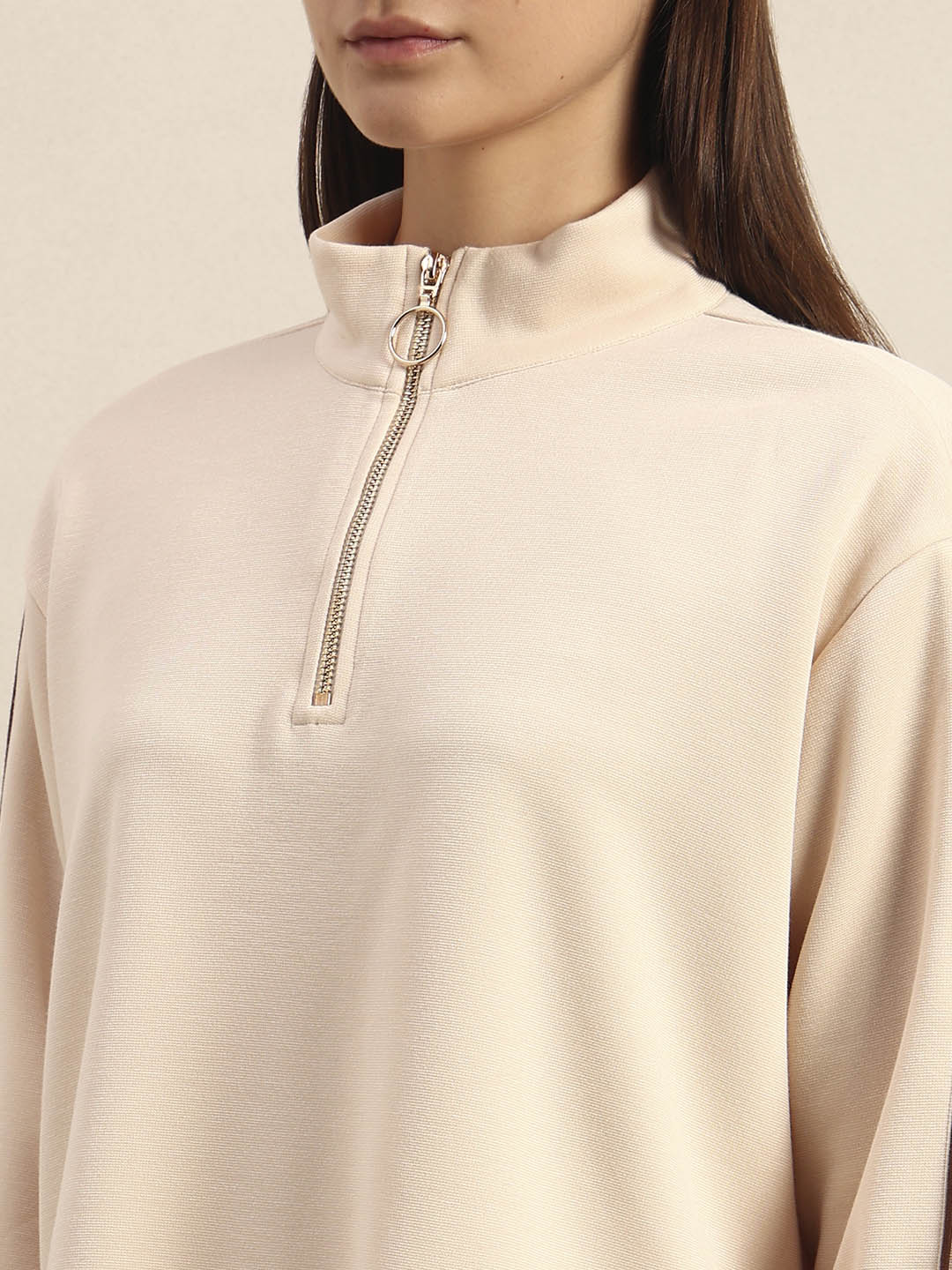 ☁️moca☕️ Quarter-Zip Mock Neck Sweatshirt