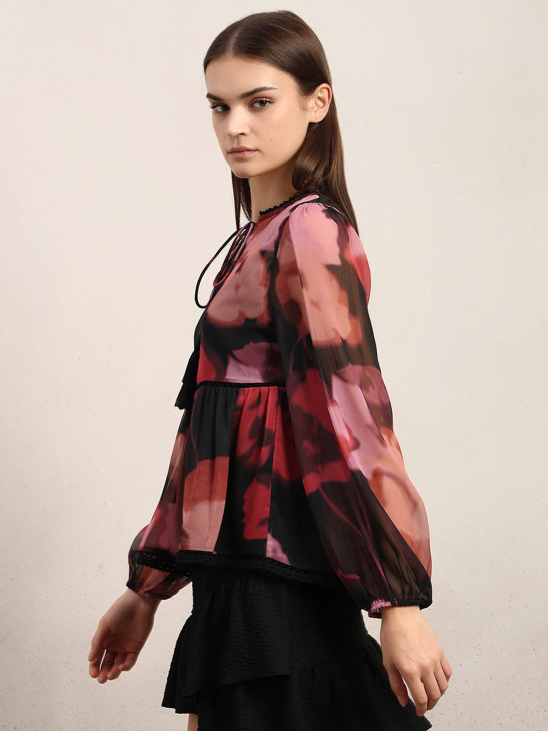 Floral Chiffon Sheer Top