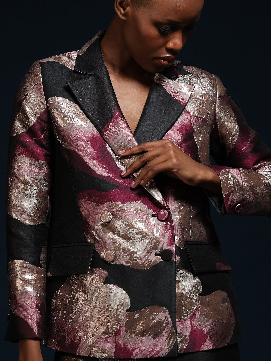 Marquee Floral Double-Breasted Blazer