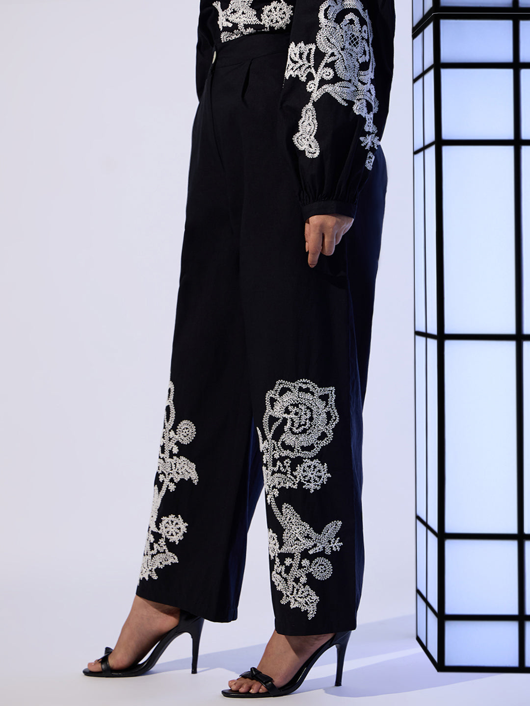 EDIT Embroidered Wide Leg Pants