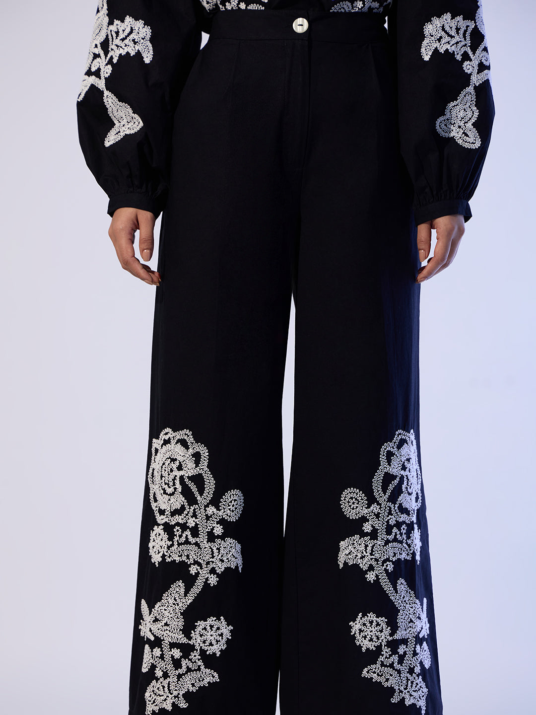 EDIT Embroidered Wide Leg Pants
