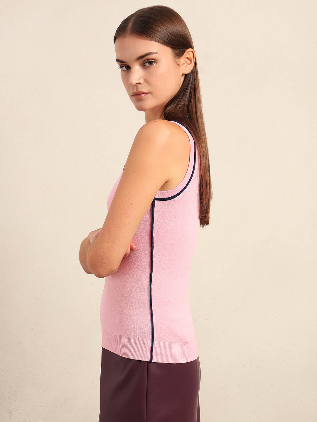 Pink Sleeveless Knit Tank