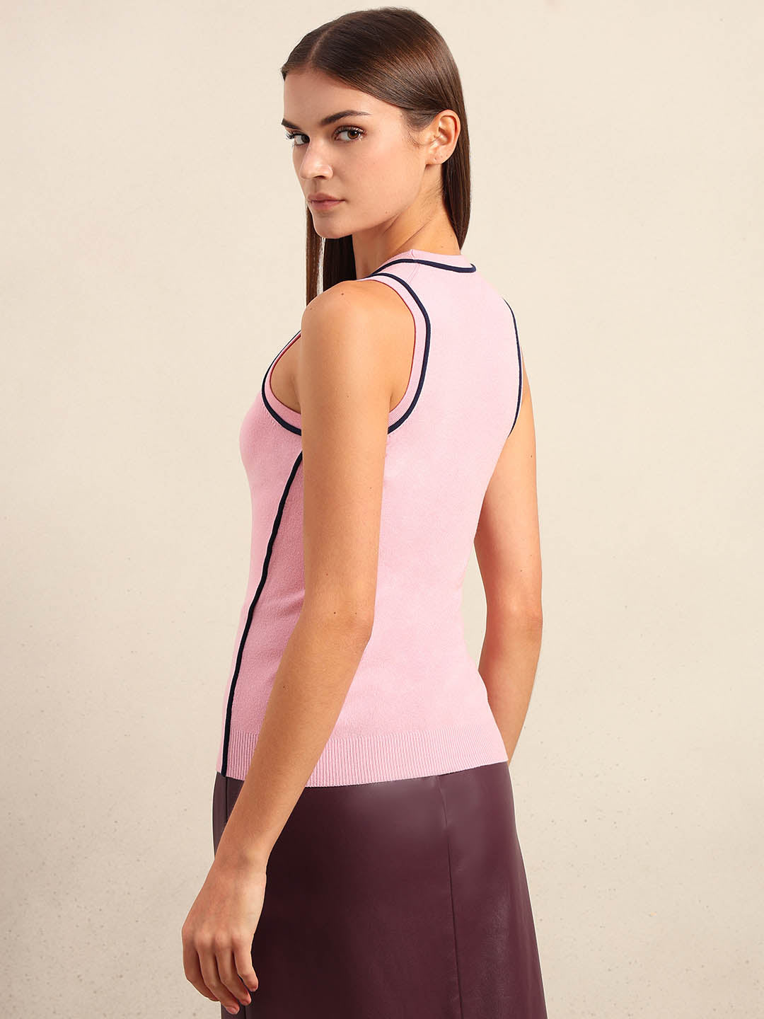 Pink Sleeveless Knit Tank