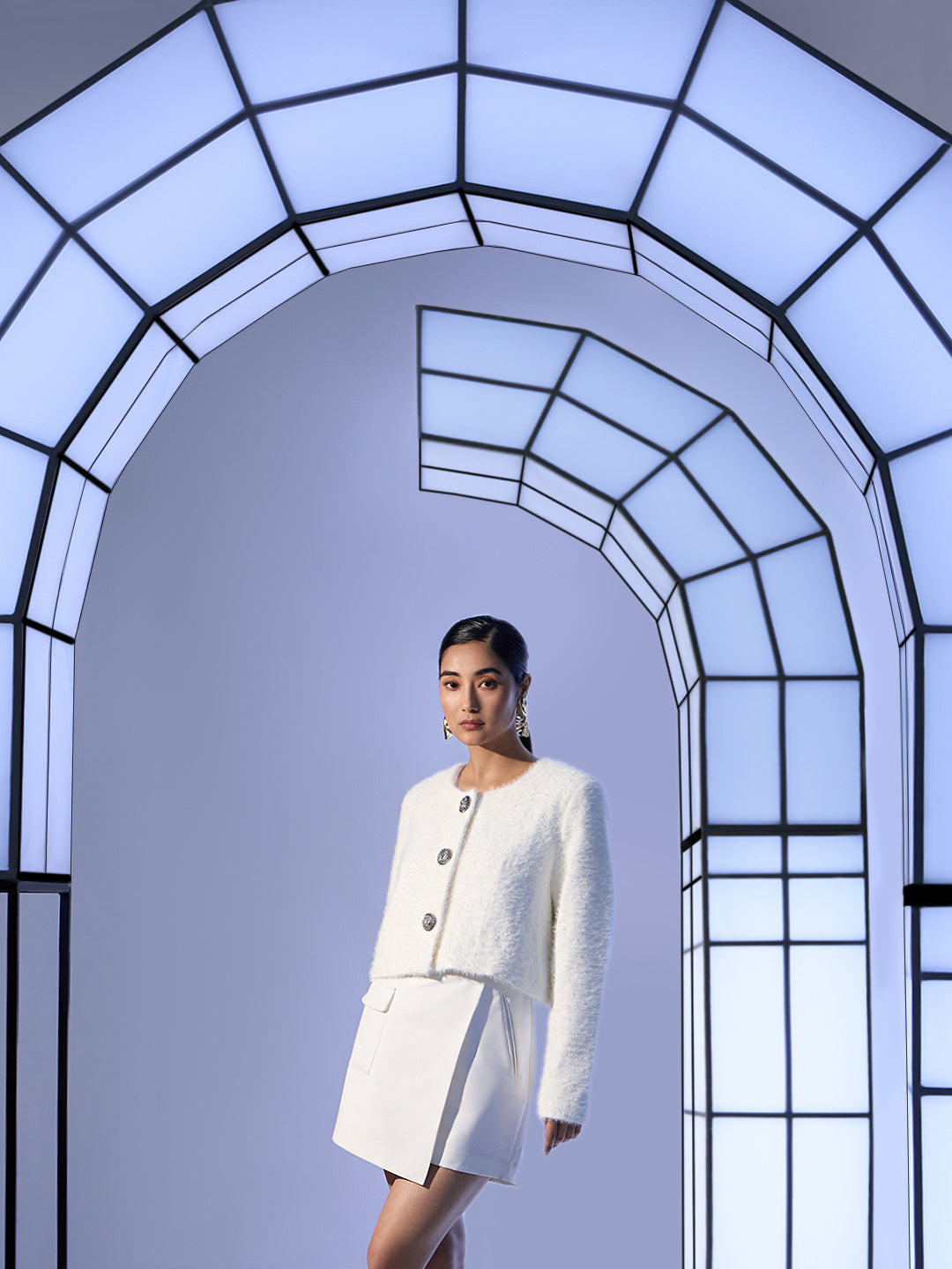 EDIT White Pearl Embellished Jacket