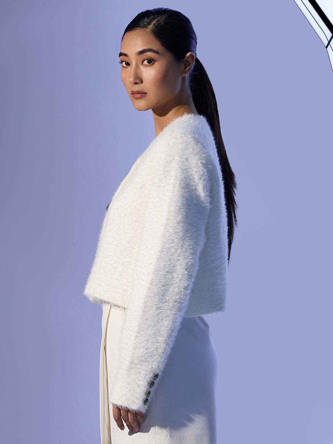 EDIT White Pearl Embellished Jacket