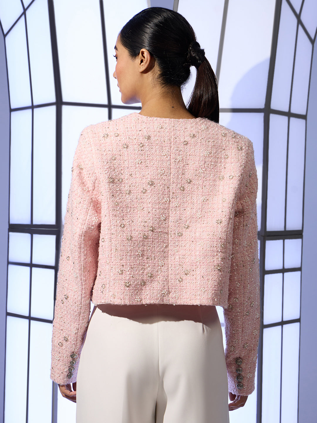 EDIT Pink Embellished Tweed Jacket