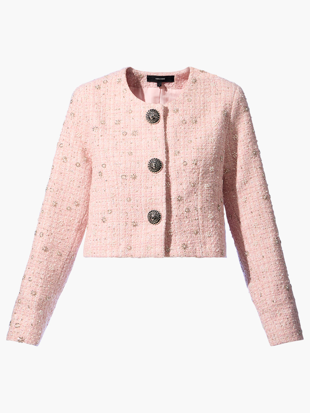 Pink Embellished Tweed Jacket