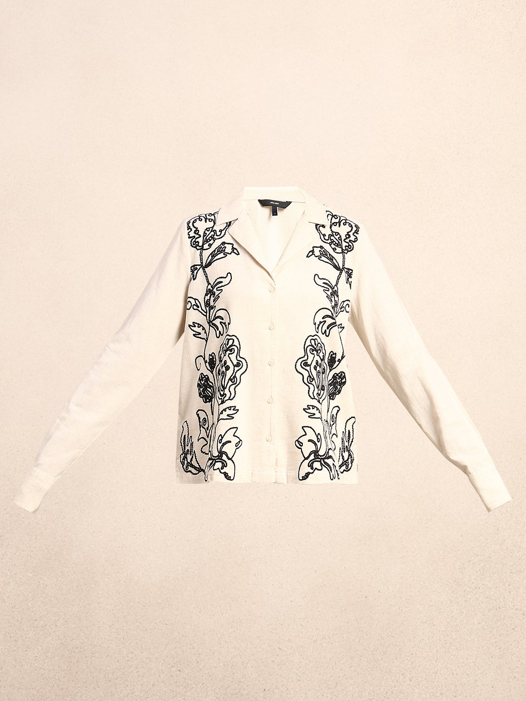 Black Cording V-Neck Shirt