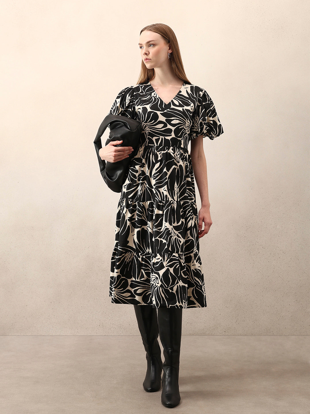 Floral V-Neck Midi Dress