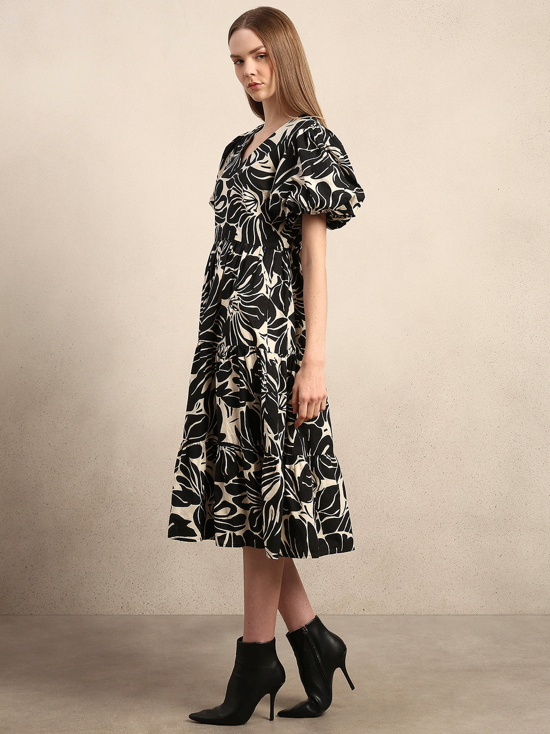 Floral V-Neck Midi Dress