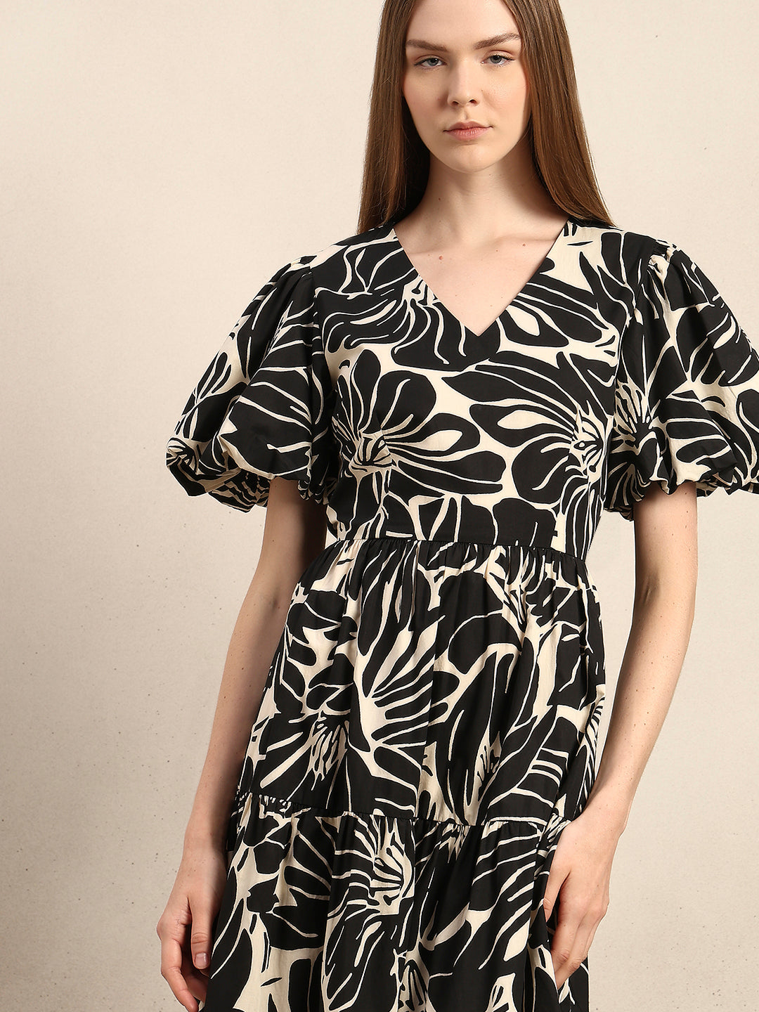 Floral V-Neck Midi Dress