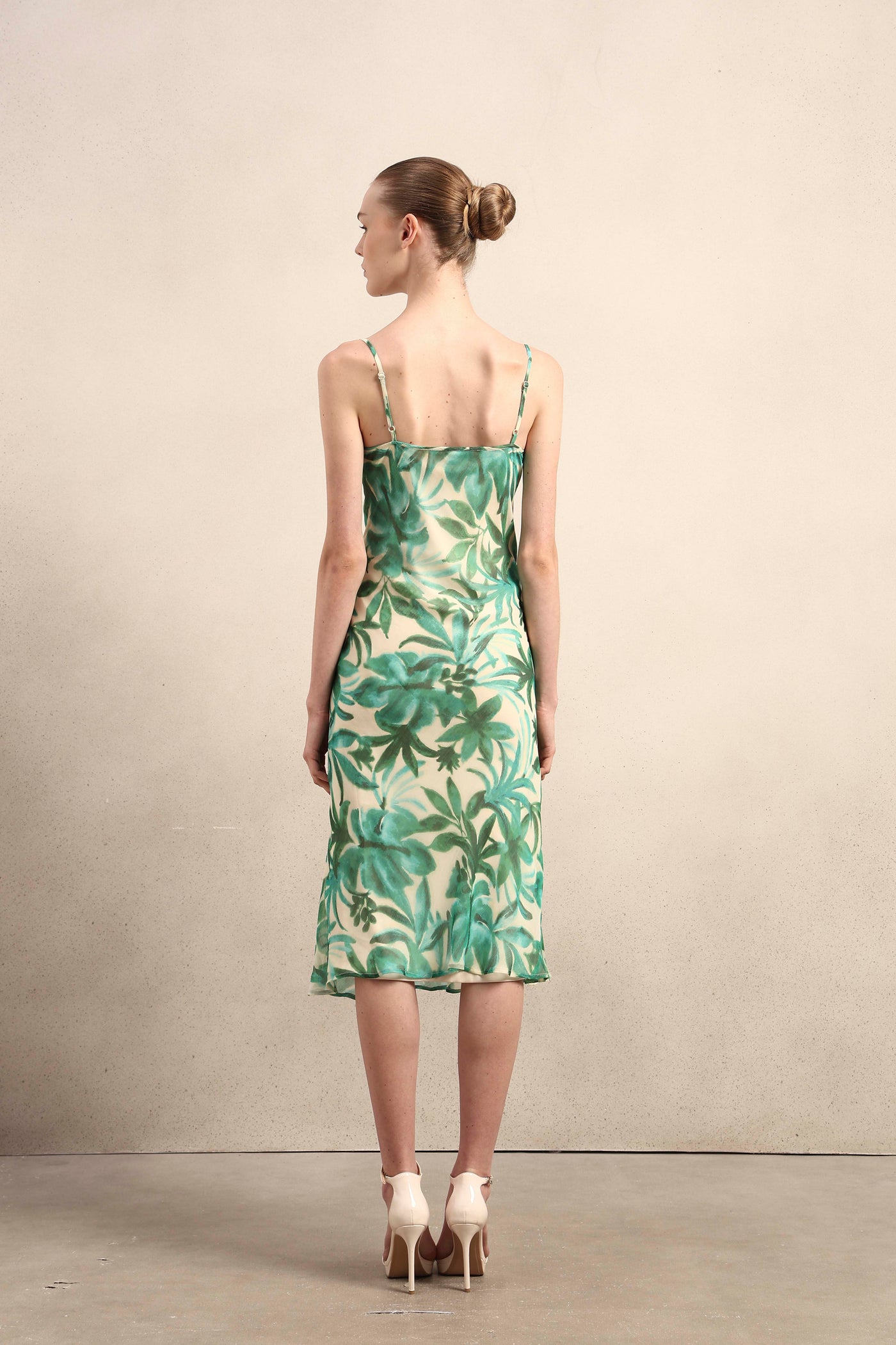 Printed Cown Neck Slip Dress