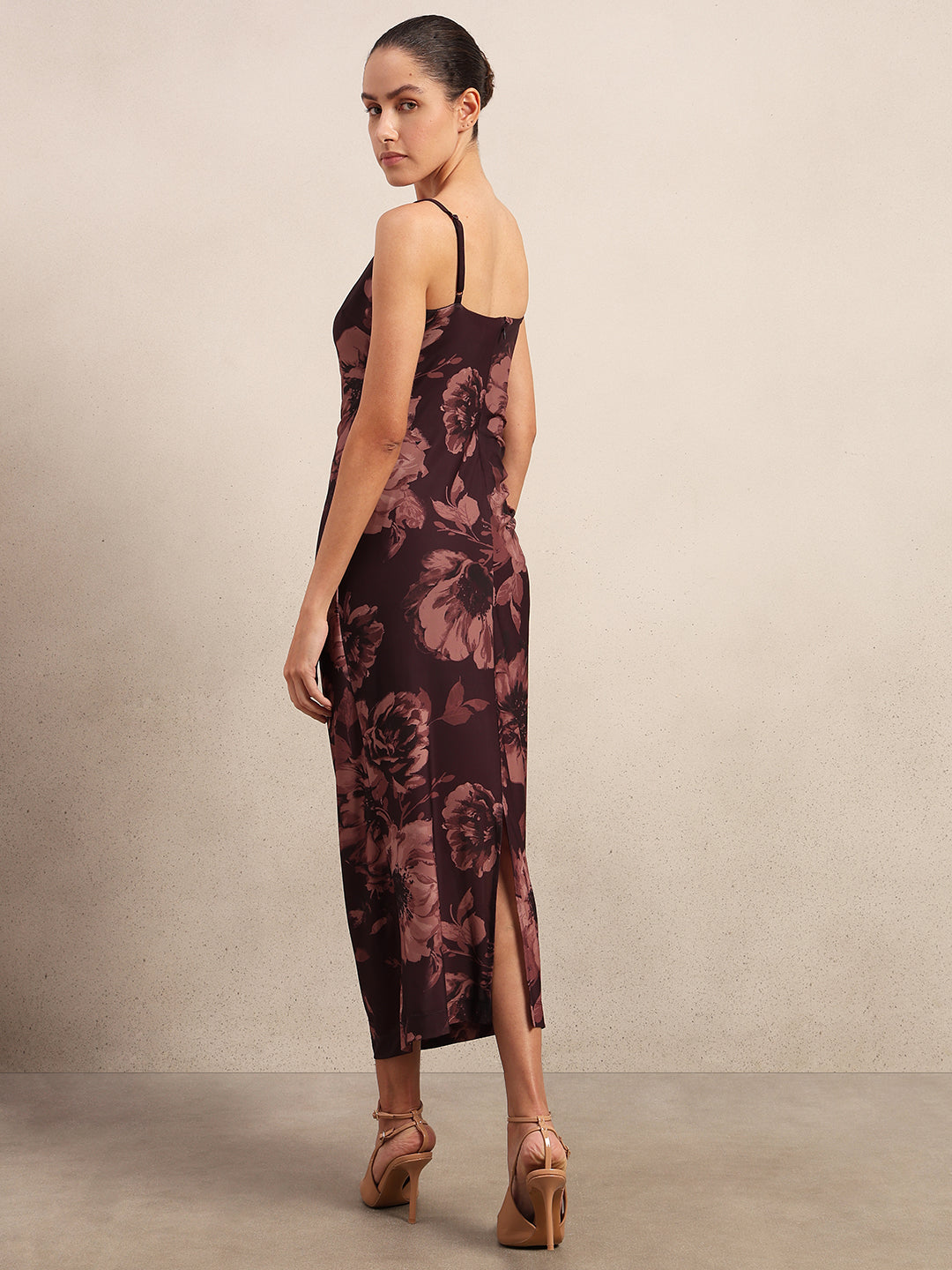 Maroon Floral Slip Dress