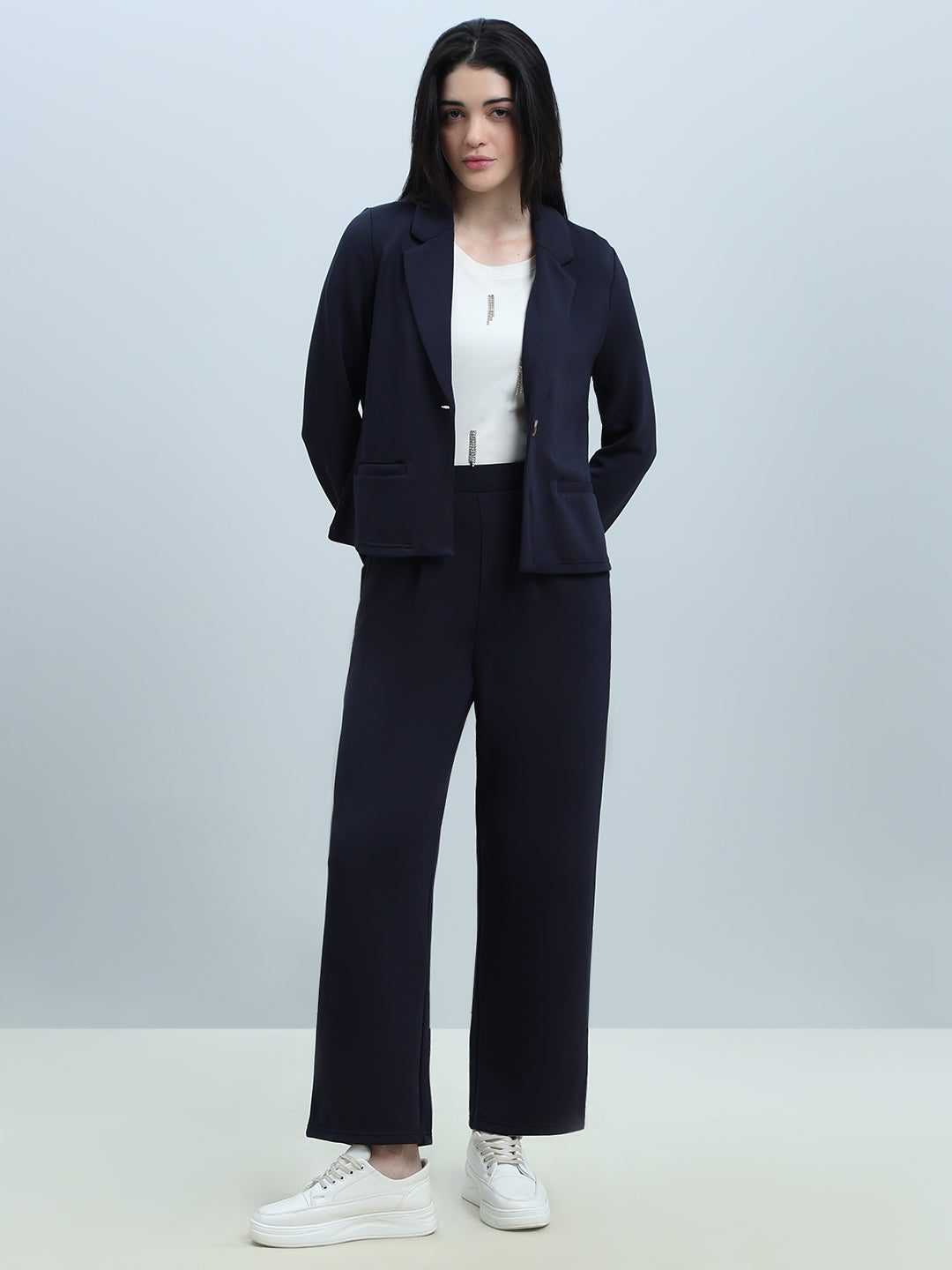 Navy Straight Fit Pants