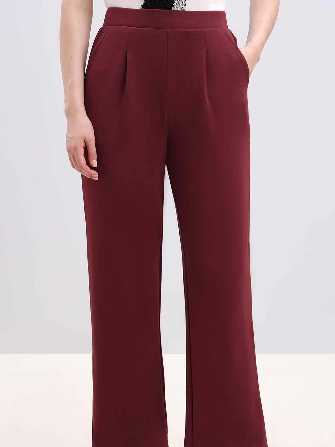 Maroon Straight Fit Pants