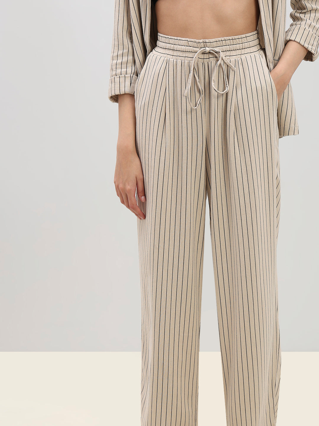 Striped High Rise Wide Leg Pants